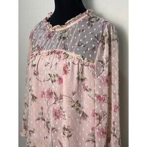CeCe Floral Dot Mesh Blouse - Size M